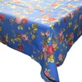 thumbnail image 1 of Cotton Tablecloth Floral Print Vintage Floral Large Roses Royal Blue, 1 of 2