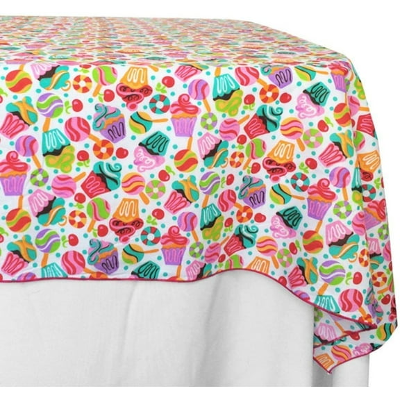Cotton Tablecloth Fruits Print Cupcakes and Candy