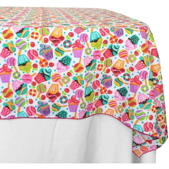 Cotton Tablecloth Fruits Print Cupcakes and Candy