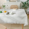 thumbnail image 1 of Cotton Tablecloth for Kitchen Dining Room | Wrinkle Resistant Spill Proof Table Cover | White Fabric Tablecloth for Holiday Party Dinner | Multiple Sizes Available, 1 of 8