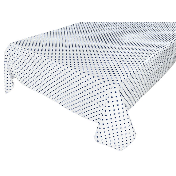 Cotton Tablecloth Polka Dots Print / Small Navy Dots on White