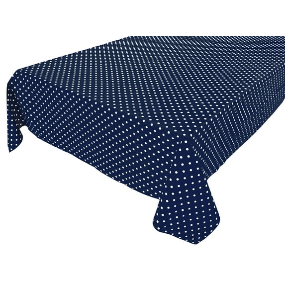 Cotton Tablecloth Polka Dots Print / Small White Dots on Navy