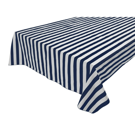 Cotton Tablecloth Stripes Print / 1 Inch Wide Stripe Navy