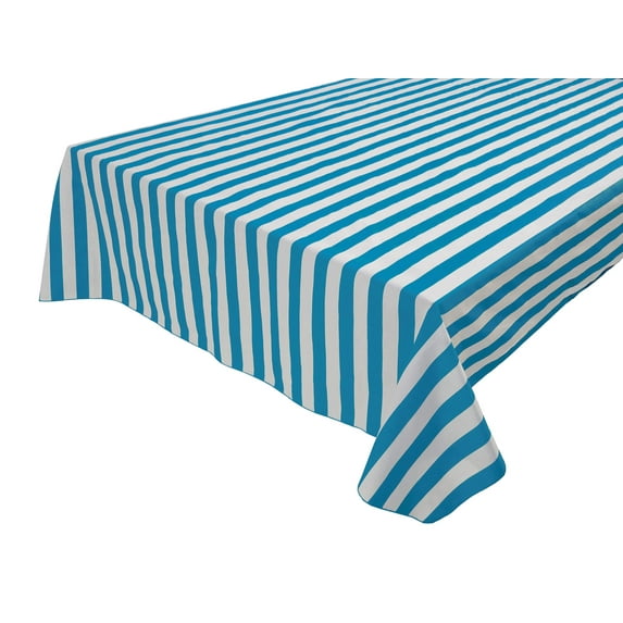Cotton Tablecloth Stripes Print / 1 Inch Wide Stripe Turquoise