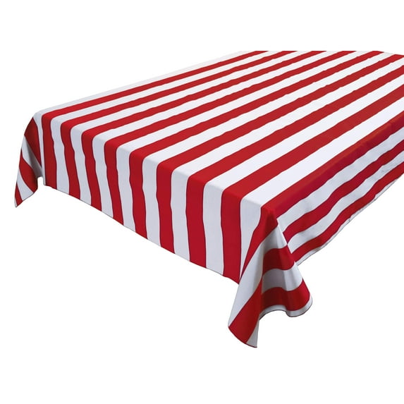 Cotton Tablecloth Stripes Print / 2 Inch Wide Stripe Red