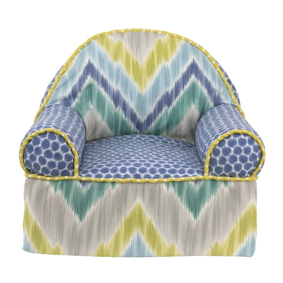 Cotton Tale Designs 100% Cotton Blue Gray Green Chevron Zig Zag and Polka Dot Baby/Toddler Foam Chair, Zebra Romp