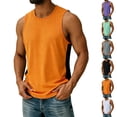 thumbnail image 1 of Cotton Tank Top Men Men's Color-Block Sleeveless Round Neck Casual Sports Elastic Fashion Top Green Xxxl, 1 of 9