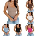 thumbnail image 1 of Cotton Tank Tops For Women With Built In Bra Athletic Basic Summer Slim Fit Tops Square Neck Spaghetti Strap Solid Color Clothes Casual Trendy Club Everyday Wear,Khaki,L, 1 of 3