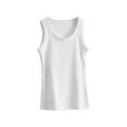 thumbnail image 1 of Cotton Tank Tops Womens Clothes Soft Summer Casual Sleeveless Crew Neck Modal Shirt Blouses Comfy Workout Base Tee (M, White), 1 of 5