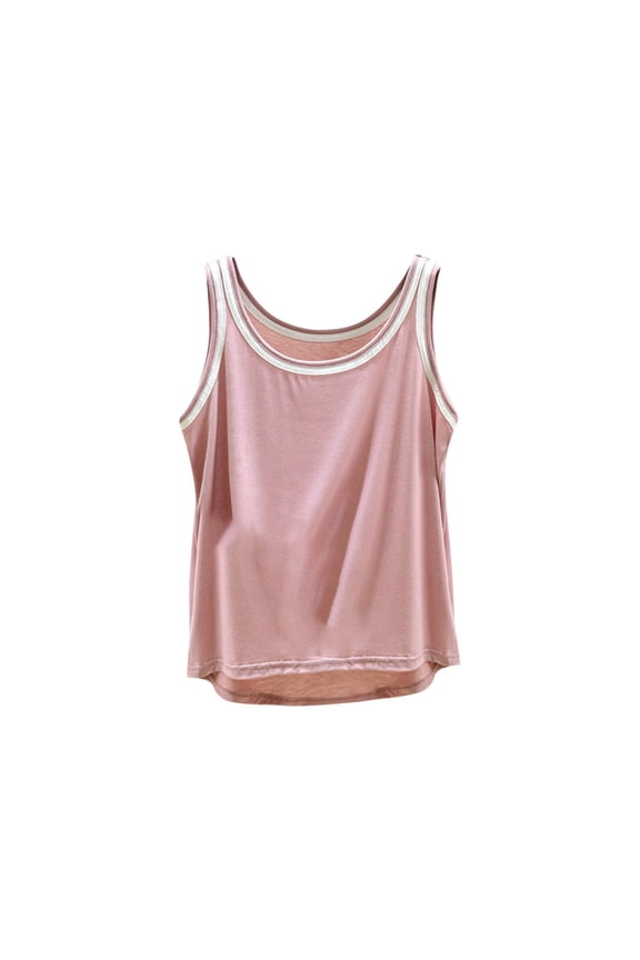 Cotton Tank Tops Womens Clothes Soft Summer Casual Sleeveless Crew Neck Modal Shirt Blouses Comfy Workout Base Tee (XXL, Pink)
