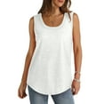 thumbnail image 1 of Cotton Tank Tops Womens Summer Loose Fit Sleeveless Scoop Neck Curved Hem Workout Casual Tees 2025 Fashion (XL, White), 1 of 7