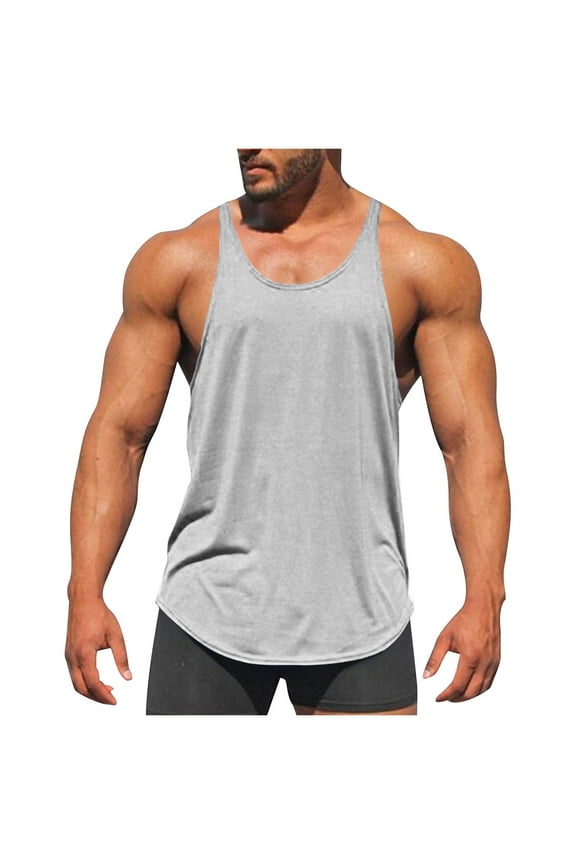 Cotton Tank Tops for Men 3X-5X Big & Tall Plus Size Sleeveless Muscle T Shirts Solid Crewneck Quick-Dry Athletic Workout A Shirts Tees