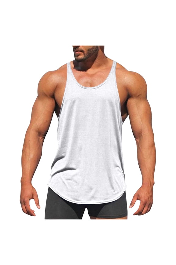 Cotton Tank Tops for Men 3X-5X Big & Tall Plus Size Sleeveless Muscle T Shirts Solid Crewneck Quick-Dry Athletic Workout A Shirts Tees