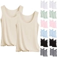 thumbnail image 1 of Cotton Tank Tops for Women, Laser Cut Basic Scoop Neck Camisole Undershirt with Built-In Support and Wide U-Neck Mint Green M, 1 of 6