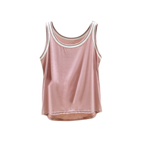 Cotton Tank Tops for Women Soft Summer Casual Sleeveless Crew Neck Modal Shirt Blouses Comfy Workout Base Tee (2XL, Pink)