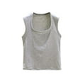 thumbnail image 1 of Cotton Tank Tops for Women Summer Slim Fitted Crop Sleeveless Base Tees Undershirts Square Neck Tanks Vest (L, Gray), 1 of 7