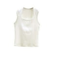 thumbnail image 1 of Cotton Tank Tops for Women Summer Slim Fitted Crop Sleeveless Base Tees Undershirts Square Neck Tanks Vest (XL, White), 1 of 3