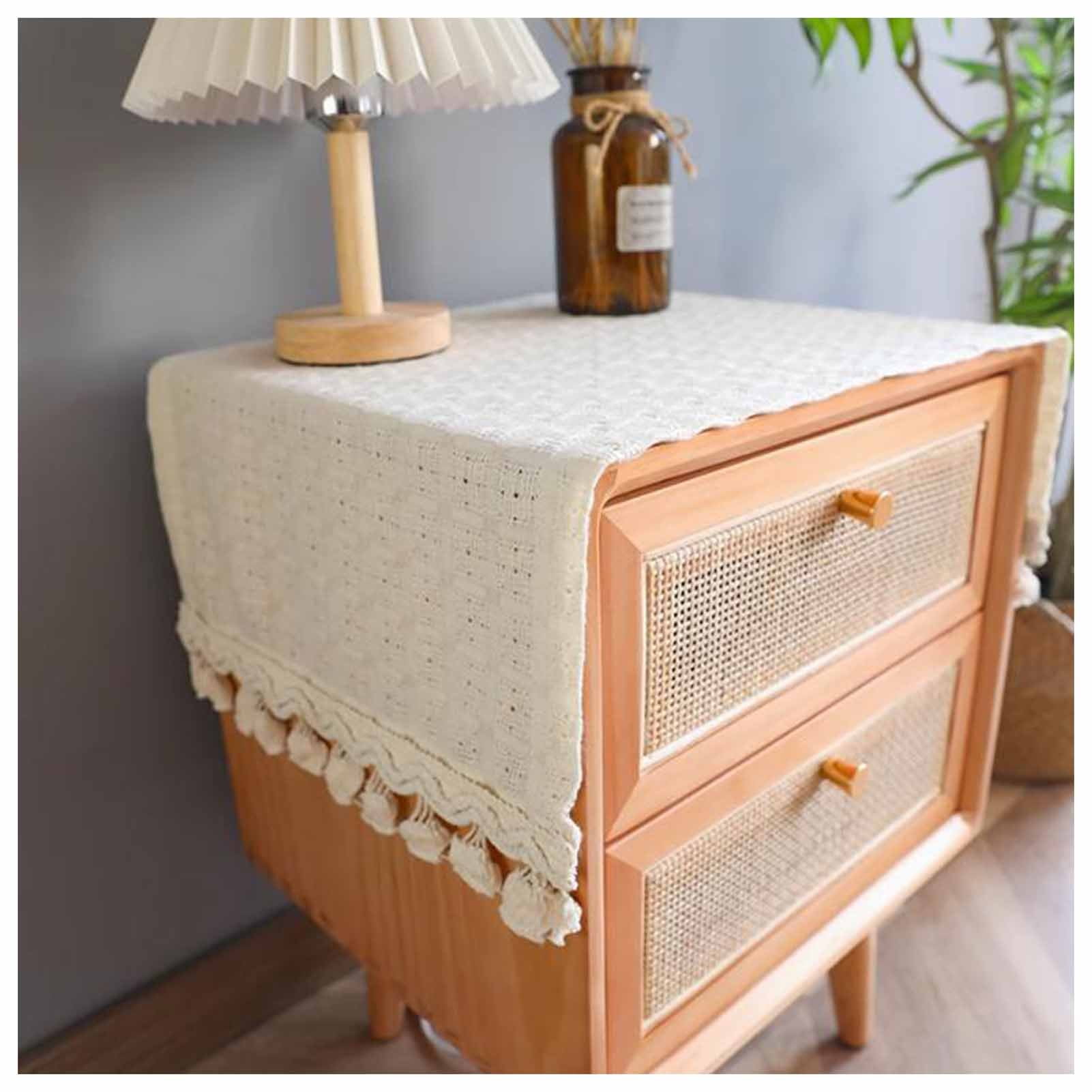 Cotton Tassel Bedside Table Cover Dust-Proof Washable Table Cloth ...