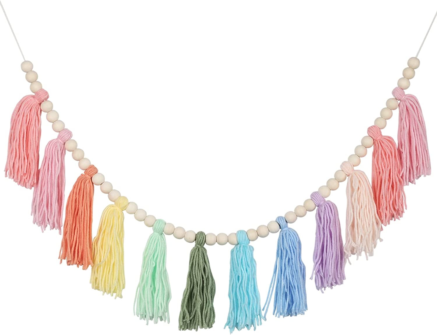 Cotton Tassel Garland Banner Colorful Birthday Decor Party Backdrop