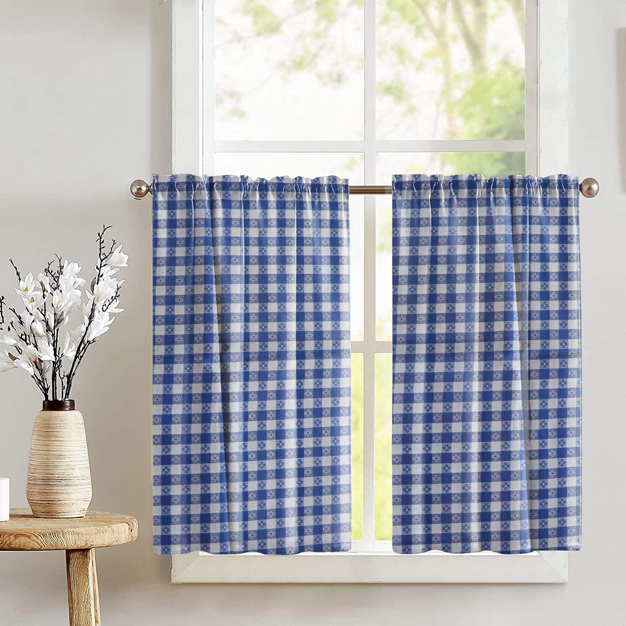 Cotton Tavern Gingham Check Café Tier Curtains Window Treatment Kitchen