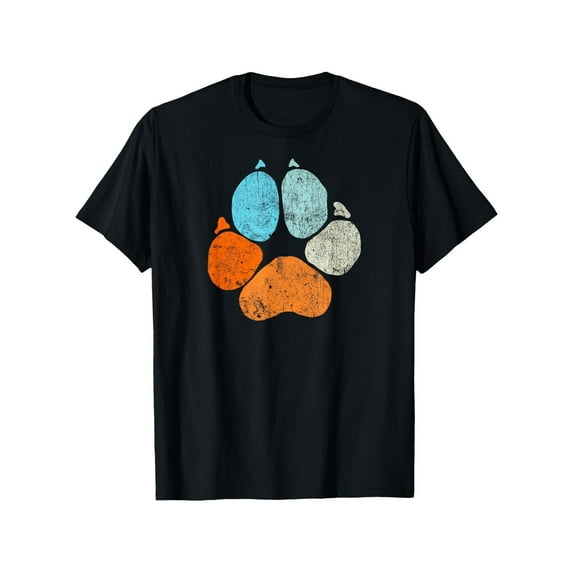 Cotton Tee Black Dog Paw Print Vintage Graphic T-Shirt Top Cotton Pet Casual Comfortable Round Neck S-5XL