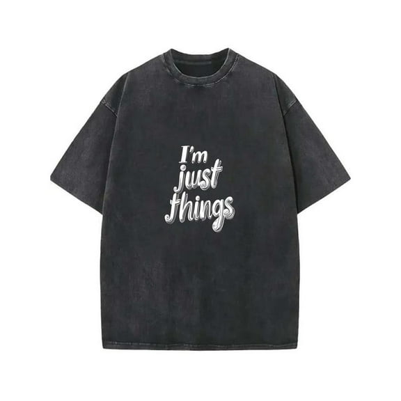 Cotton Tee Black S-2XL Black T-Shirt Vintage Washed Pure Cotton Casual Short Sleeve Round Neck Plus Size