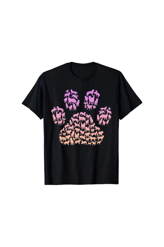 Cotton Tee Paw Print Huskies Graphic T-Shirt Top Dog Lover Street Fashion Casual Comfortable Black S-5XL