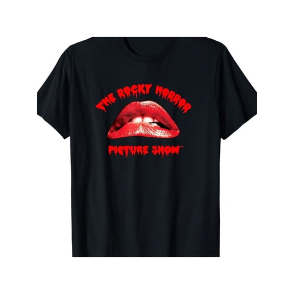 Cotton Tee with Red Lip Graphic, Comfortable Round Neck, Short Sleeve, Ideal for Daily Wear & Themed Events, Themed Event Apparel | Horror Fan Gear | Cotton Tshirt, Horror Movie T Shirt