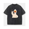thumbnail image 1 of Cotton Tee T-Shirt Top Washed Vintage Short Sleeve Round Neck Fashion Casual Black S-2XL Plus Size, 1 of 5