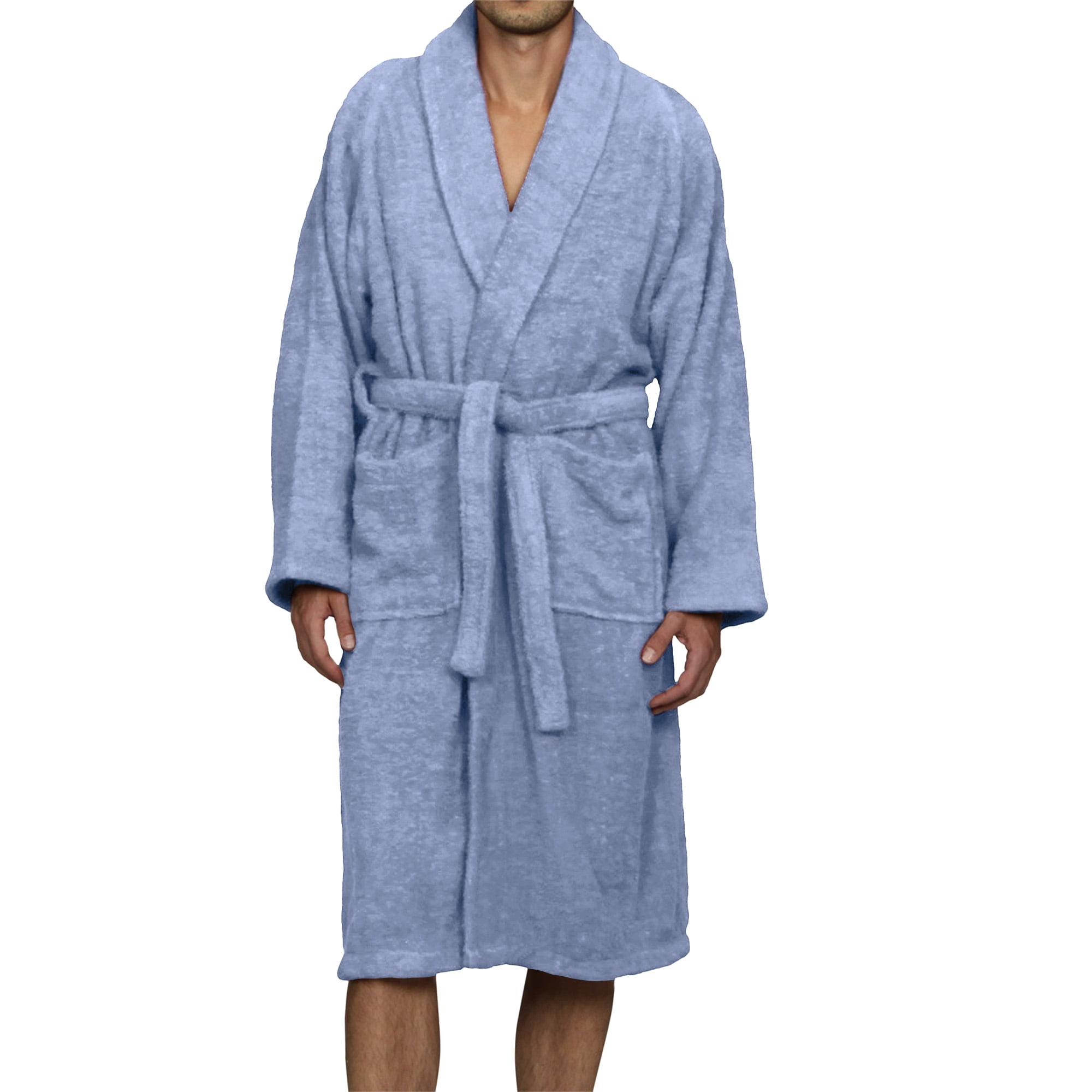 Superior Terry Cotton Adult Unisex Soft Lightweight Bathrobe, Extra Large, Blue