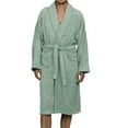 thumbnail image 1 of Superior Terry Cotton Adult Unisex Soft Lightweight Bathrobe, Medium, Sage, 1 of 8