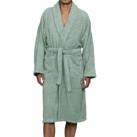 Superior Terry Cotton Adult Unisex Soft Lightweight Bathrobe, Medium, Sage