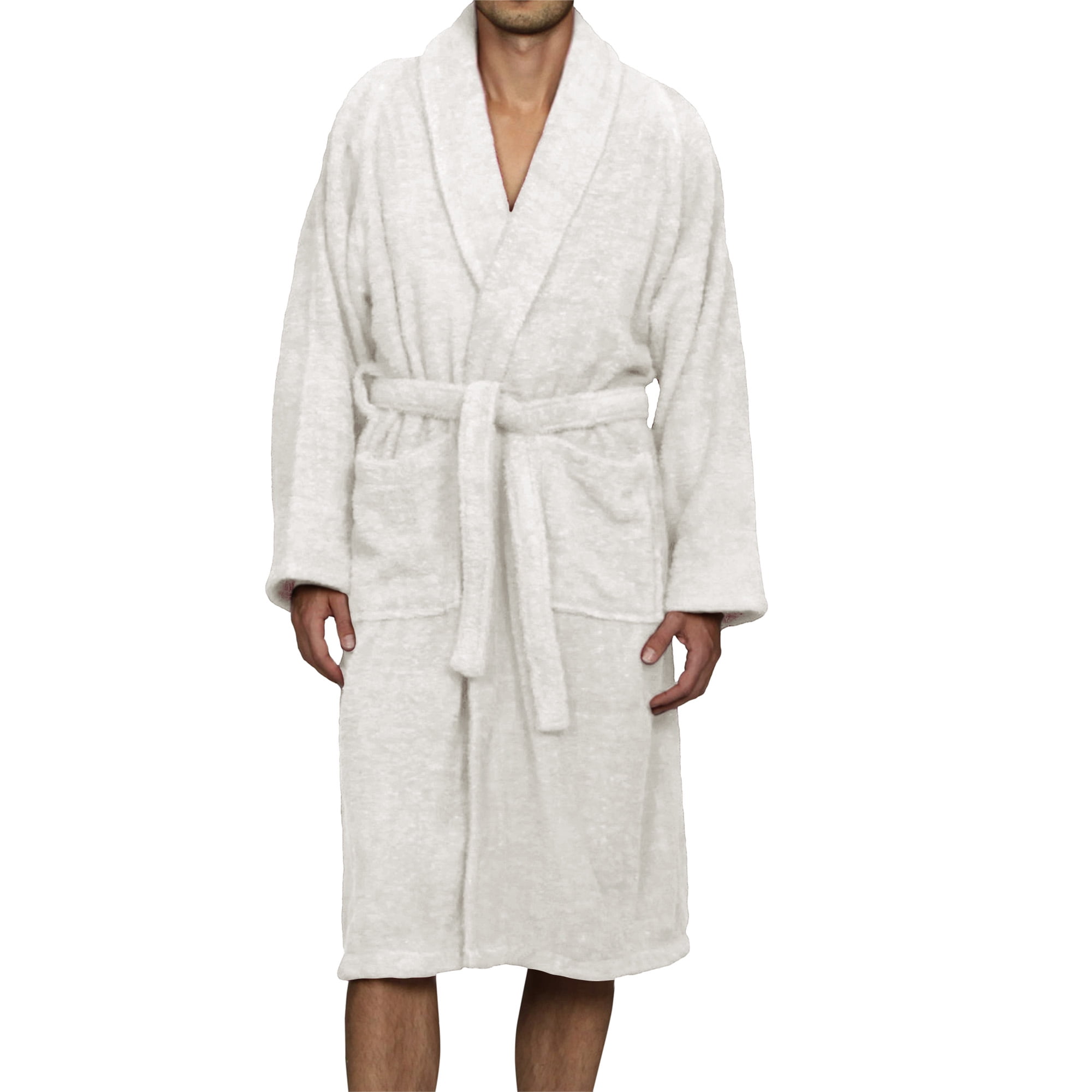 Superior Terry Cotton Adult Unisex Soft Lightweight Bathrobe, Medium, White