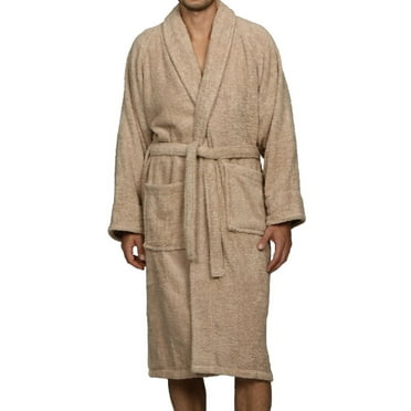 Superior Cotton Terry Adult Unisex Soft Lightweight Bathrobe, Small, Taupe