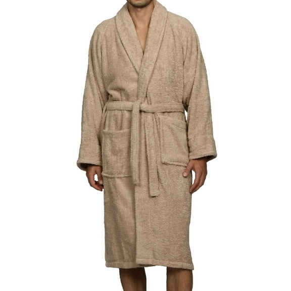 Superior Cotton Terry Adult Unisex Soft Lightweight Bathrobe, Small, Taupe