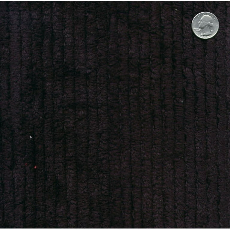 Cotton Terry Chenille Fabric by the Yard - Black (TC0509-596) 