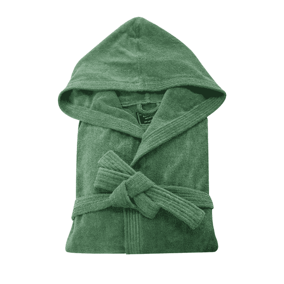 Cotton Terry Cloth Men's Bathrobe with Hooded,Classic Towel Full Length Robe One Size