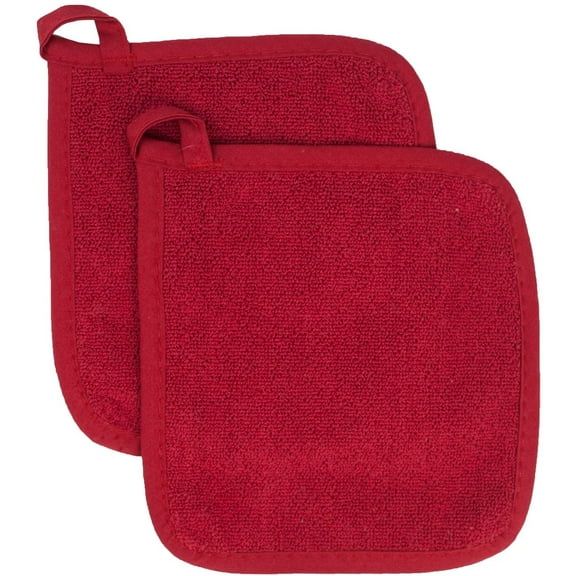 Cotton Terry Cloth Pot Holder Set, Kitchen Hot Pad, 2-Pack