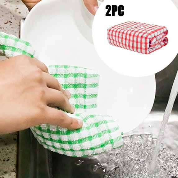 Cotton Terry Kitchen Dish Cloths 6x6 Inch Ultra Soft Absorbent Quick Drying Dish Rags Set of 2 Multicolor Reusable Washable Cleaning Towels for Dishes Countertops Surfaces