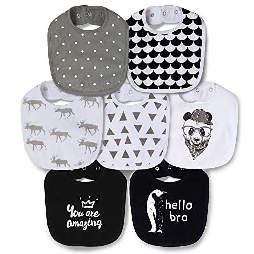 Cotton Terry Waterproof Baby Bibs for Baby Boy with Snaps Drool