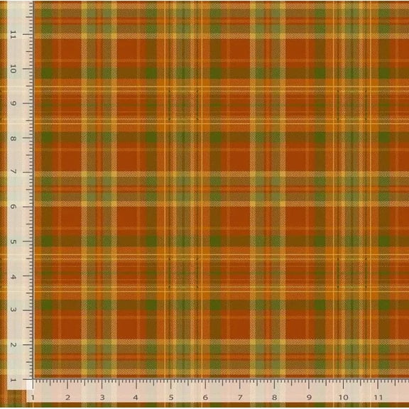 Cotton Thankful Tartan Plaid Thanksgiving Pumpkin Festive Timeless Treasures Cotton Fabric Print by the Yard (PLAID-CM2281)