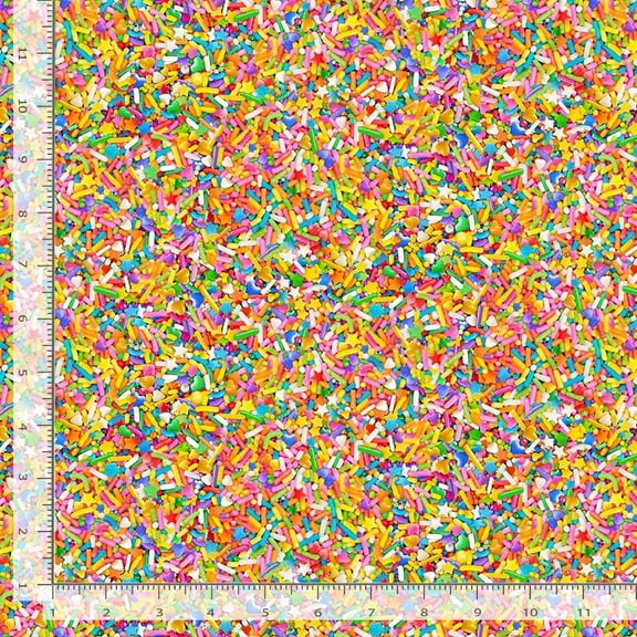 Cotton The Sweet Life Sprinkles Rainbow Hearts Stars Timeless Treasures Cotton Fabric Print by the Yard (FOOD-CD3783-MULTI)
