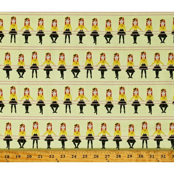 Cotton The Wiggles Emma! Cameos Ballet Dancers Tutus Kids Girls Yellow Cotton Fabric Print by the Yard (C9742-Yellow)