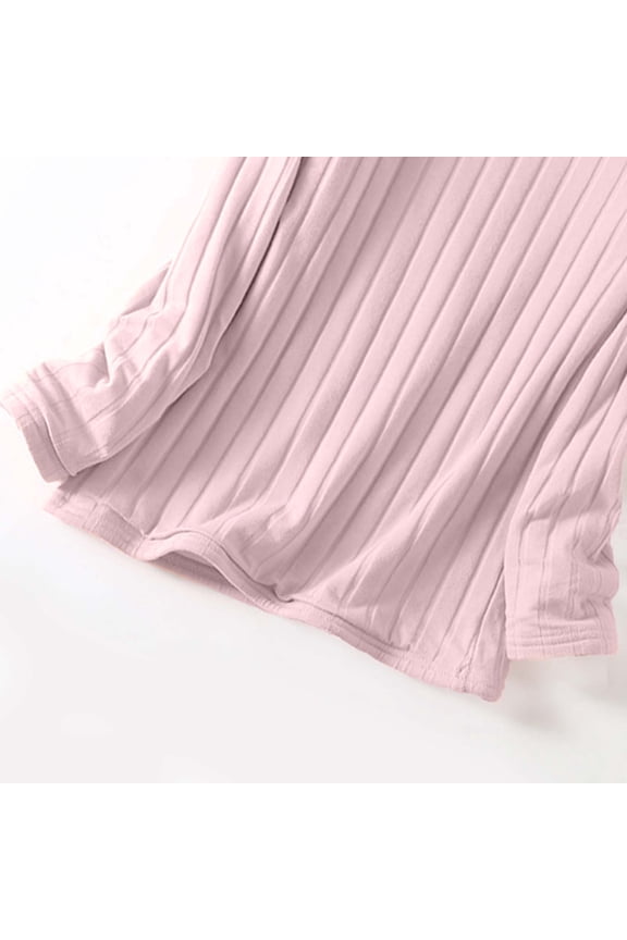 Cotton Thermal Tops for Women Ribbed Knit Base Sweaters Plush Lining Thick Warm Crewneck Pullover Winter Clothes (L, Pink)