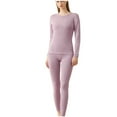 thumbnail image 1 of Cotton Thermal Underwear Womens Set Thermal Tops Winter Leggings Base Layer Ribbed Womens Pyjamas Thermal Clothing Purple XXL, 1 of 5