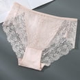 thumbnail image 1 of Cotton Thong Underwear for Women Fashion Women's Lace Solid Stretch Panties High Waist Underpants Panties Briefs Beige M, 1 of 3