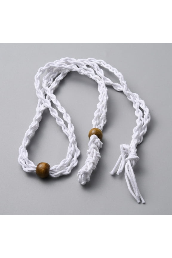 Cotton Thread Cords Macrame Pouch Necklace Making Adjustable Wood Beads Interchangeable Stone Necklace White 39-3/8 inch(100cm)