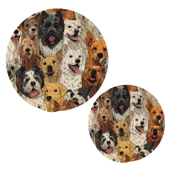 Cotton Thread Weave Hot Pot Holders Multi-use Hot Mats Non-Slip Coasters Heat Resistant Potholders for Cooking Baking A Large Group Of Dogs