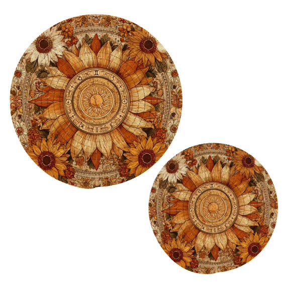 Cotton Thread Weave Hot Pot Holders Multi-use Hot Mats Non-Slip Coasters Heat Resistant Potholders for Cooking Baking Decorative Sun Design