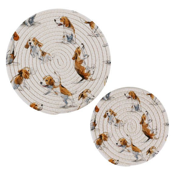 Cotton Thread Weave Hot Pot Holders Multi-use Hot Mats Non-Slip Coasters Heat Resistant Potholders for Cooking Baking Dogs in Various Poses